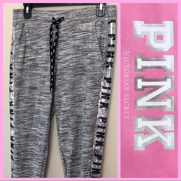 NWT VS PINK Bling Skinny Joggers Sequin Logo Leg - Picture 7 of 8